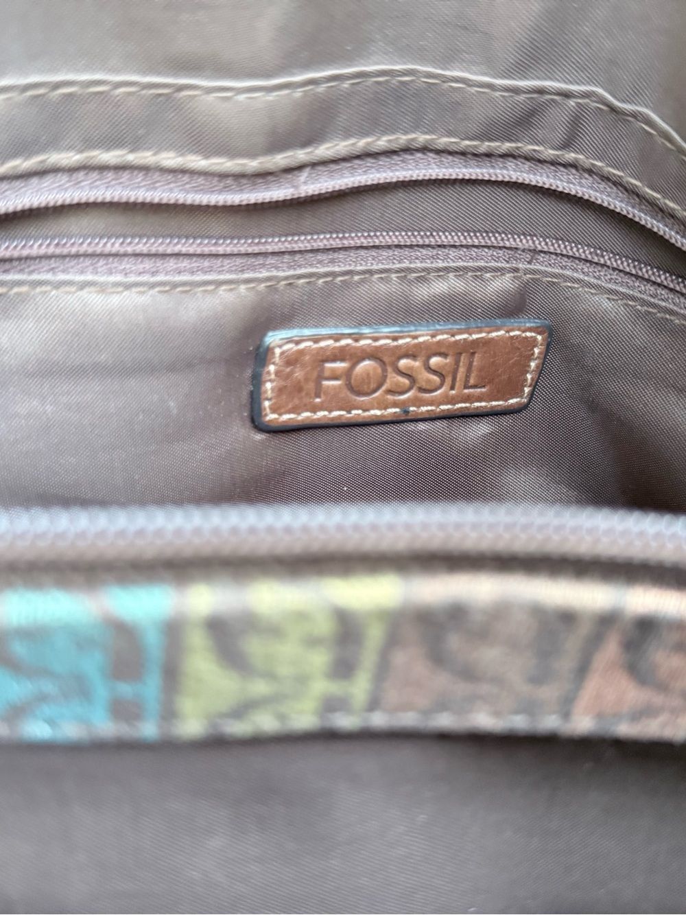 Vintage Fossil Multi-Color Signature Monogram Satchel Bag - Picture 12 of 13